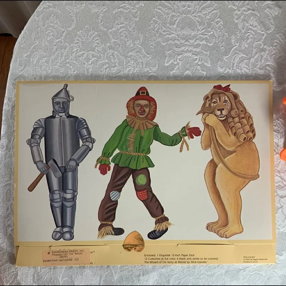 Dorothy Visits Oz A Paper Doll By Peck Gande Tin Man Scarecrow Lion Wizard Of Oz